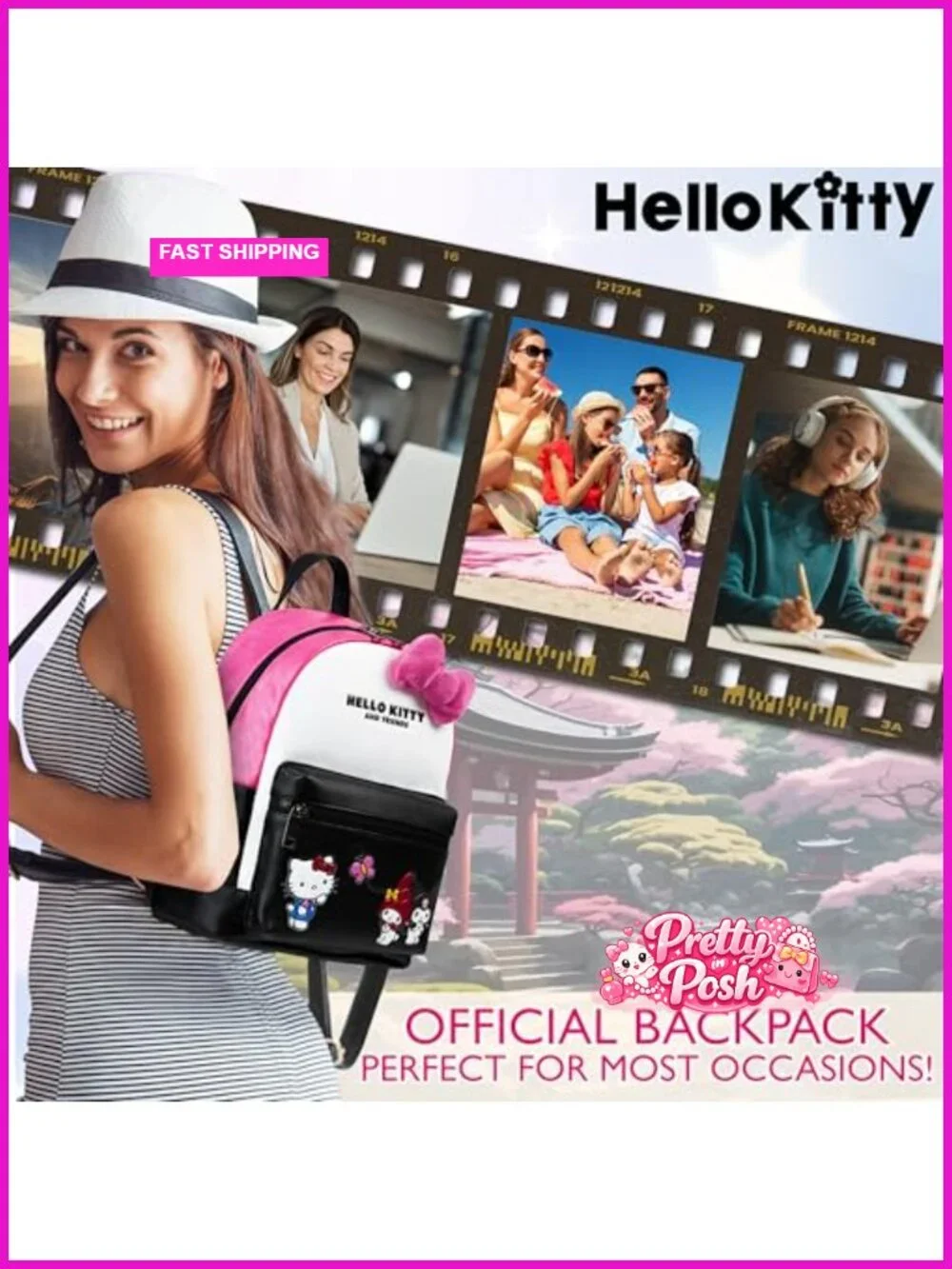 Faux Leather Daypack Backpack with Adjustable Straps, Spacious & Lightweight
